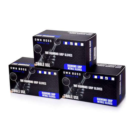 3 - PACK -  DIAMOND GRIP DISPOSABLE NITRILE GLOVES - 300 GLOVES