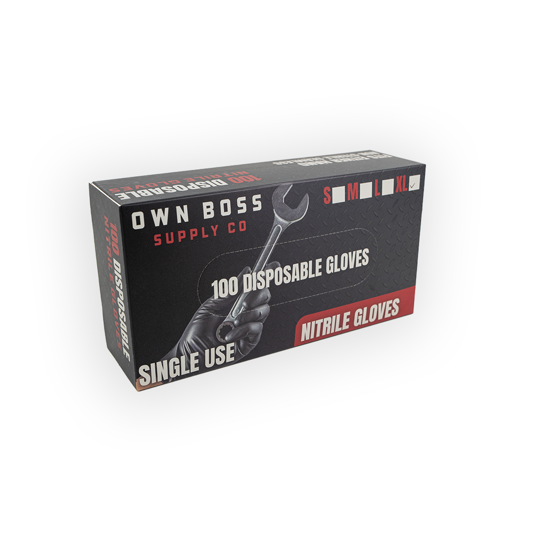 Black 4 Mil Disposable Nitrile Gloves (100-Box)