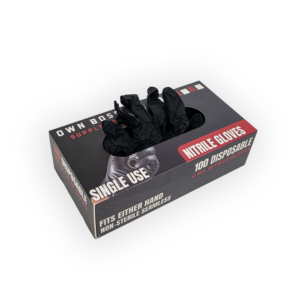 Black 4 Mil Disposable Nitrile Gloves (100-Box)