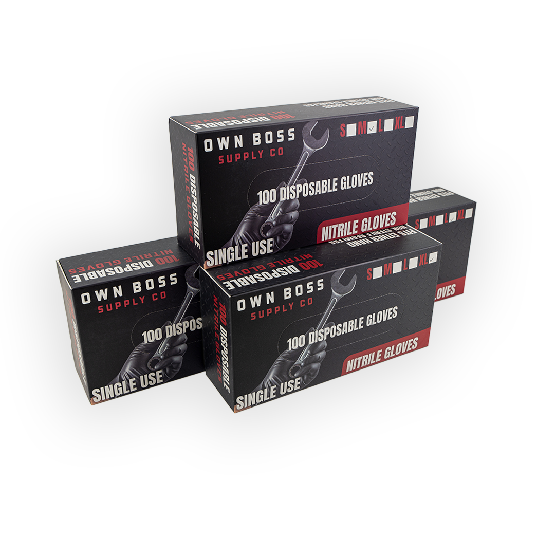 Black 4 Mil Disposable Nitrile Gloves (100-Box)
