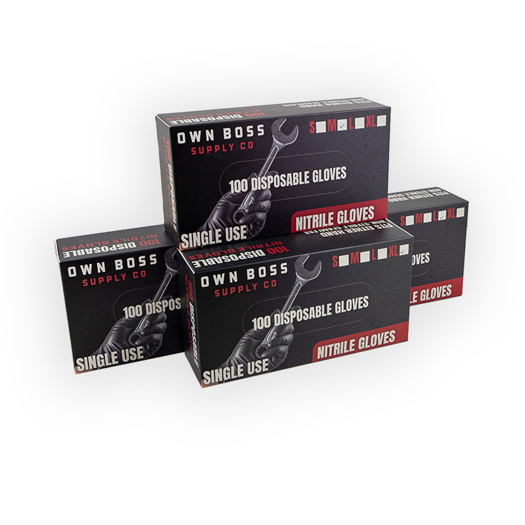 Black 4 Mil Disposable Nitrile Gloves (100-Box)