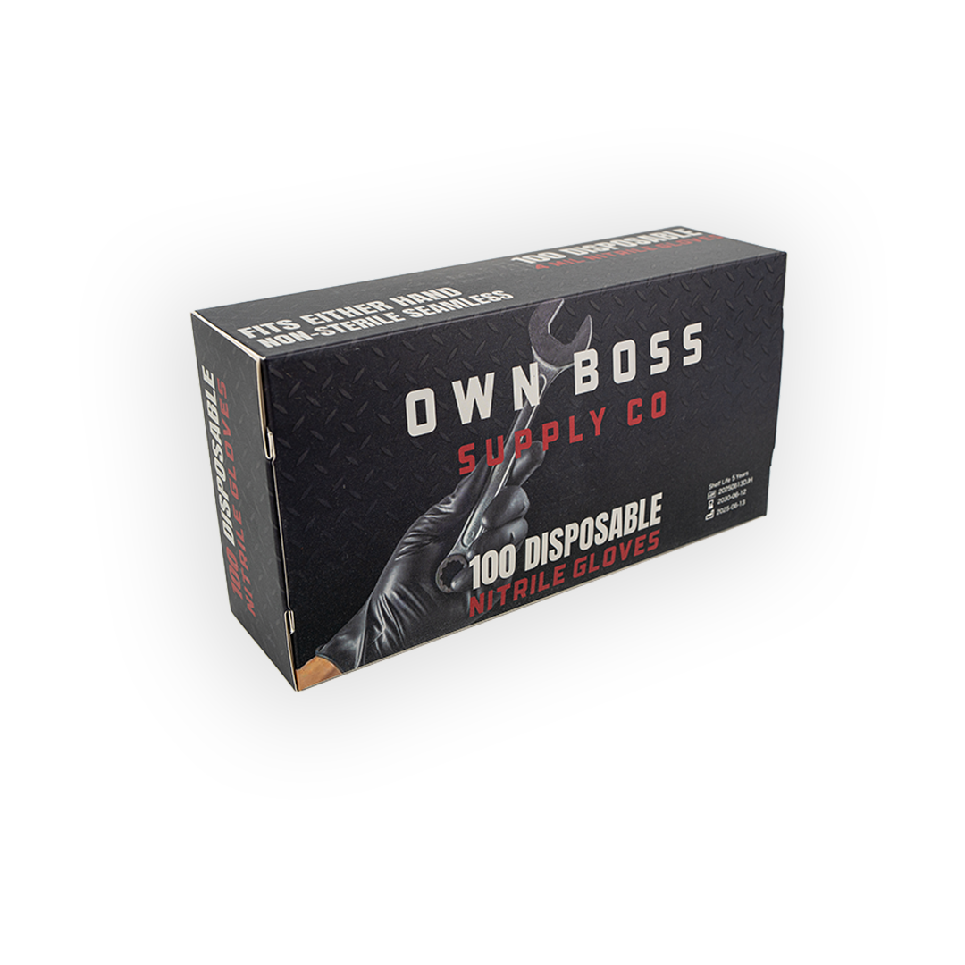 Black 4 Mil Disposable Nitrile Gloves (100-Box)