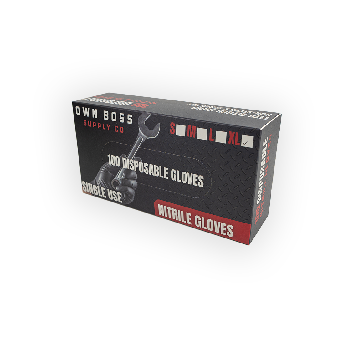 Black 4 Mil Disposable Nitrile Gloves (100-Box)