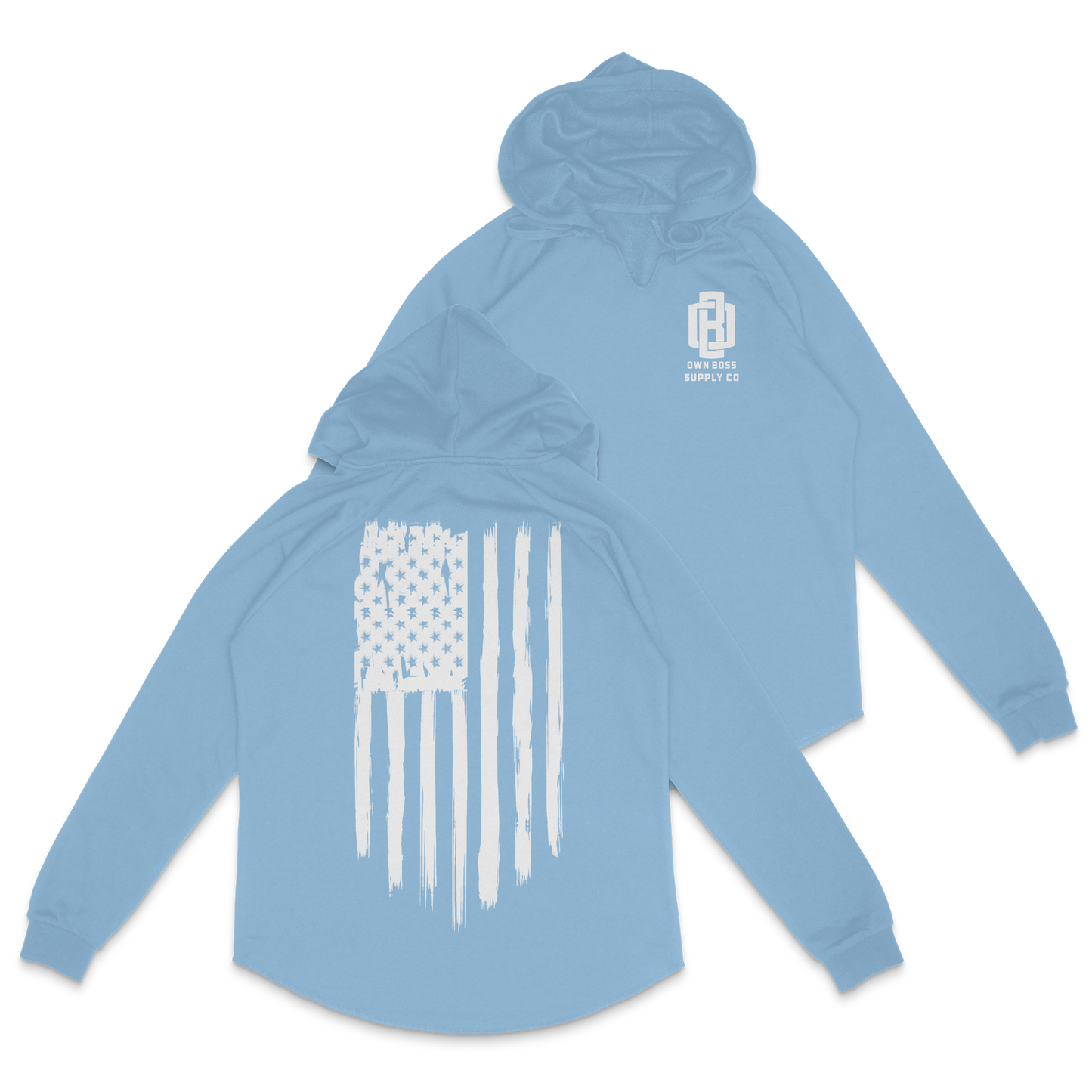 Womens  Distressed American Flag Hoodie - Own Boss Supply Co